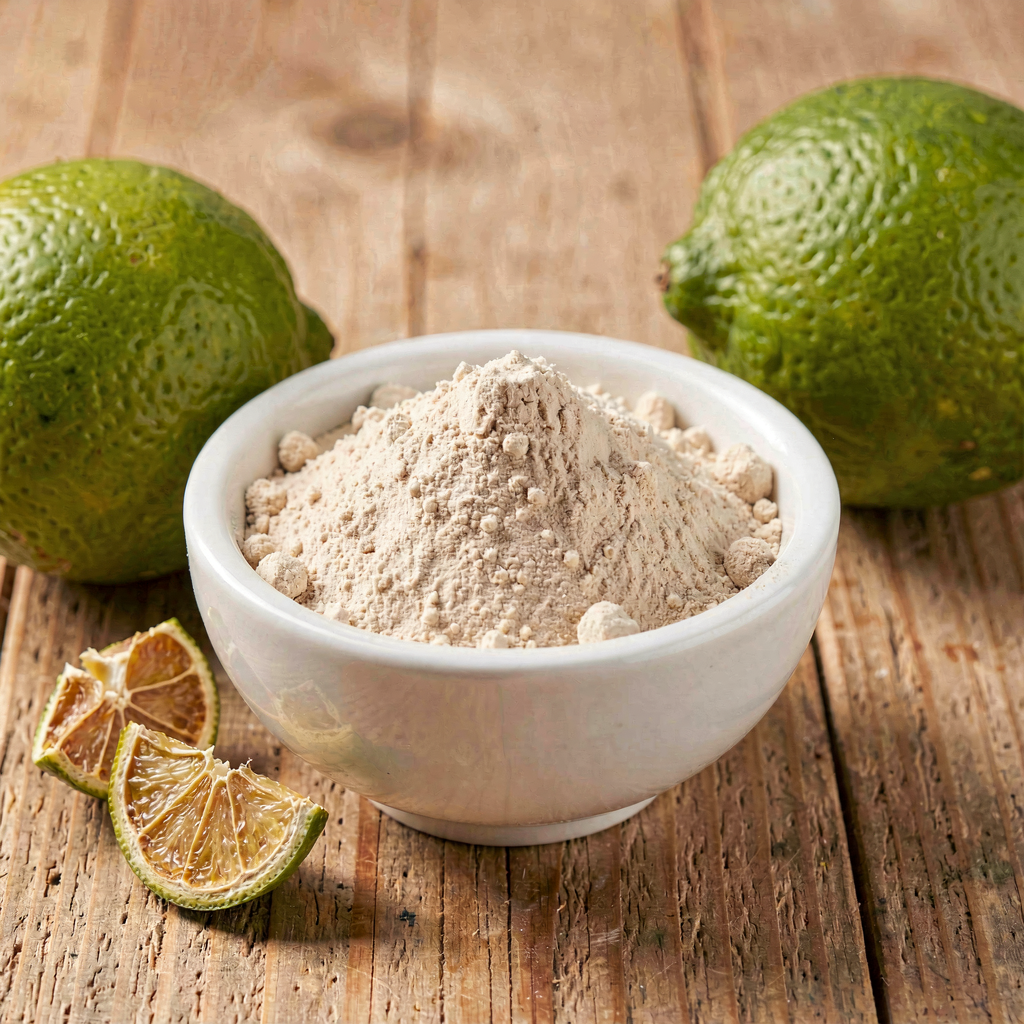 پودر لیمو عمانی سفید خالص در شیشه بدون برچسب